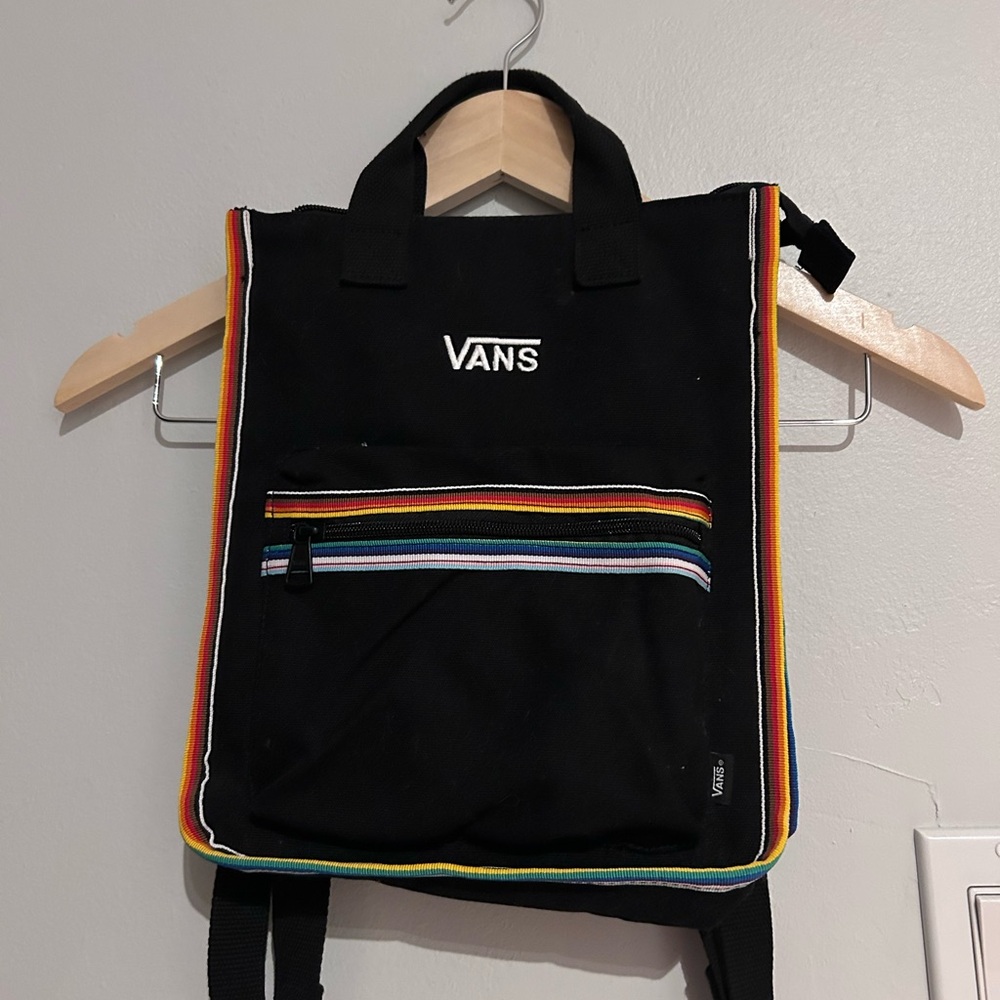 Vans Black Backpack with Multicolor Stripes